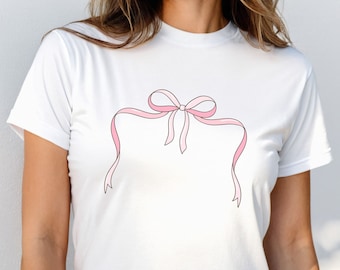 Maglietta Coquette per bambini, maglietta con fiocco rosa, maglietta stile Y2k, maglietta per bambini Y2K, regalo per lei, maglietta fidanzata, maglietta con nastro rosa, maglietta per ragazza carina