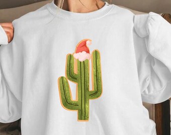 Festive Cactus Sweatshirt, Christmas Cactus Sweater, Cute Christmas Gifts, Holiday Plant Crewneck, Merry Sweatshirt, Plant Lover Gift