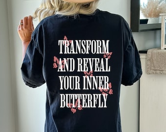 Butterfly Comfort Colors Shirt, Transformation Tee, Oversized Shirt, Butterfly Aesthetic Shirt, Cute Gift for Her, Spring Girl Core Shirt