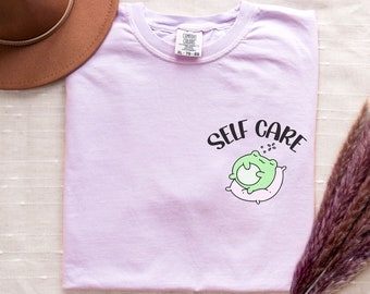 Self Care Frog Shirt, Comfort Colors Tee, Self Care Gift, Cute Frog Shirt, Frog Lover Shirt, Cute Gift for Her, Positive Mental Health Shirt