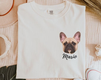 Personalisiertes Haustier Porträt und Namen Shirt, personalisiertes Hunde Mama Shirt, Komfort Farben T-Shirt, Geschenk für Hunde Mama, Hund: Foto Shirt, Hunde Mutter Geburtstag