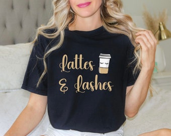Lattes & Lashes Comfort Colors Shirt, Latte Lover Gift, Lash Tech Gift, Coffee Lover, Lash Artist Shirt, Esthetician Gift, Gift for Her