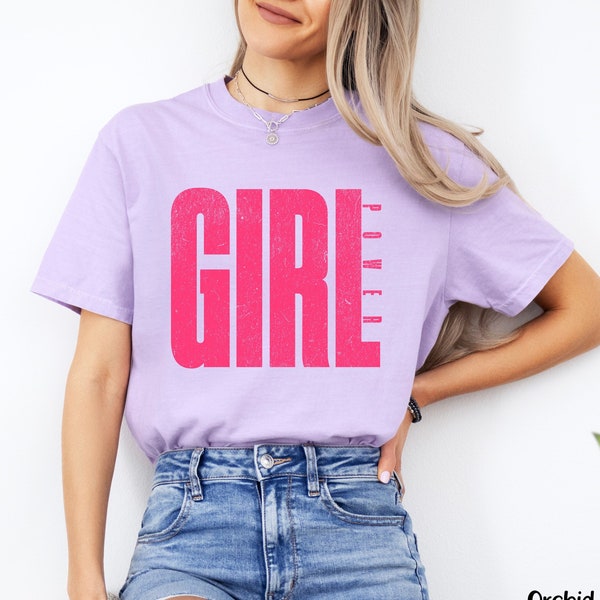 Girl Power Comfort Farben Shirt, Pink Girl Power Shirt, Distressed Girl Shirt, Girl Core Shirt, Girlie Shirt, Geschenk für Sie, Geburtstagsgeschenk