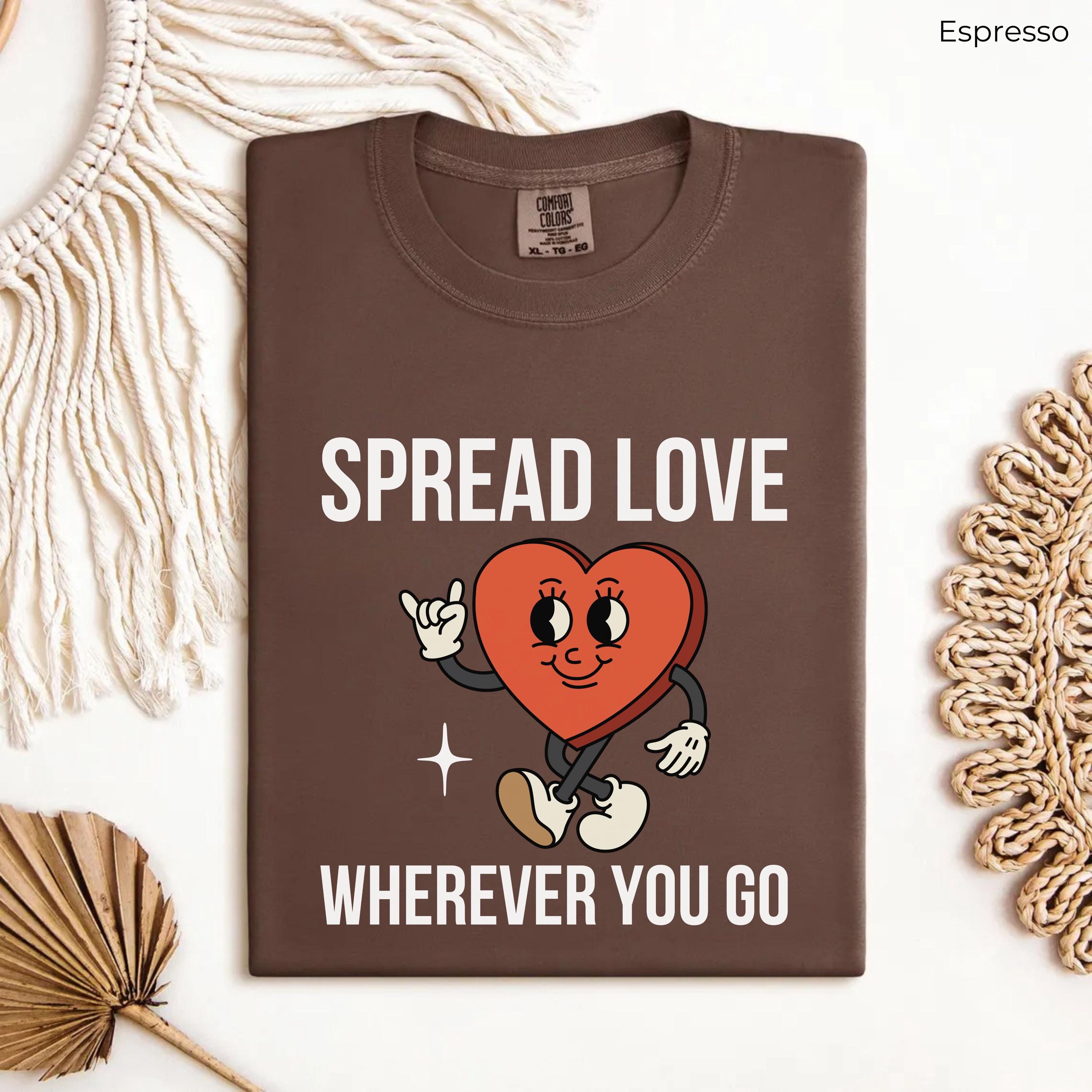 Spread Love Shirt, Retro Heart Shirt, Retro Cartoon Shirt, Groovy