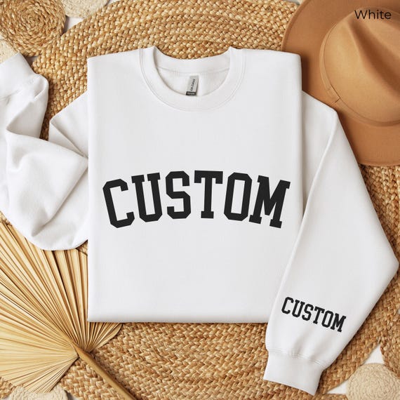 Sudadera personalizada con estampado en las mangas, cuello redondo