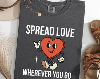 Spread Love Shirt, Retro Heart Shirt, Retro Cartoon Shirt, Groovy