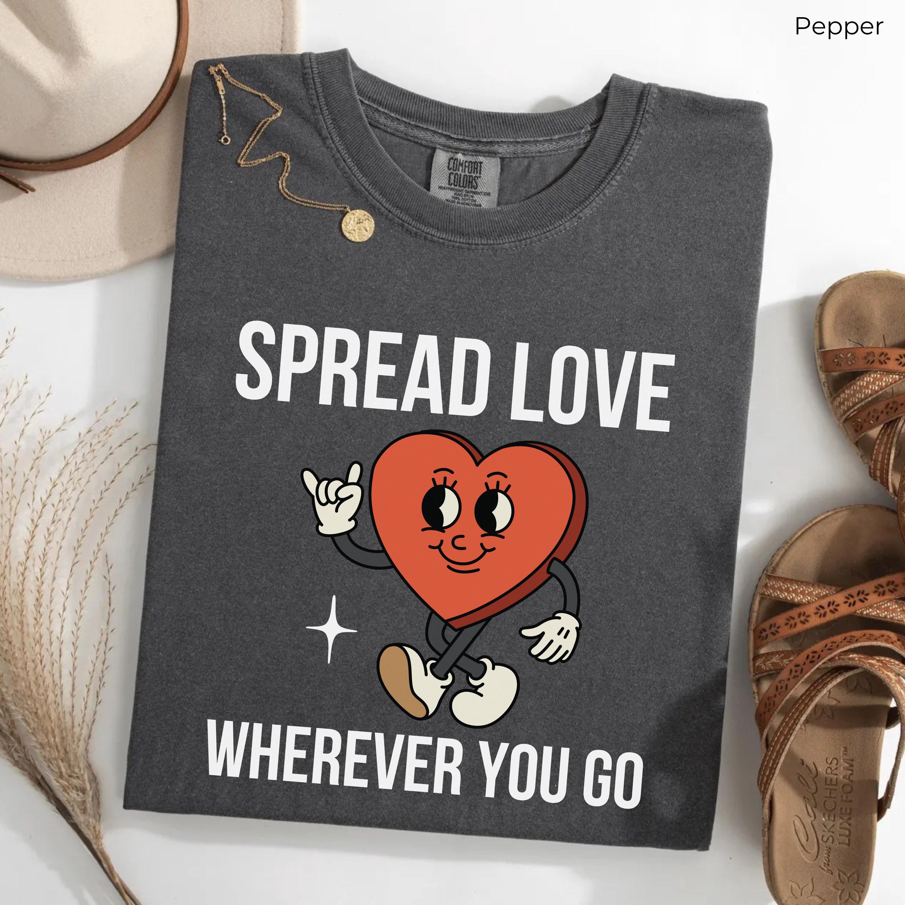 Spread Love Shirt, Retro Heart Shirt, Retro Cartoon Shirt, Groovy