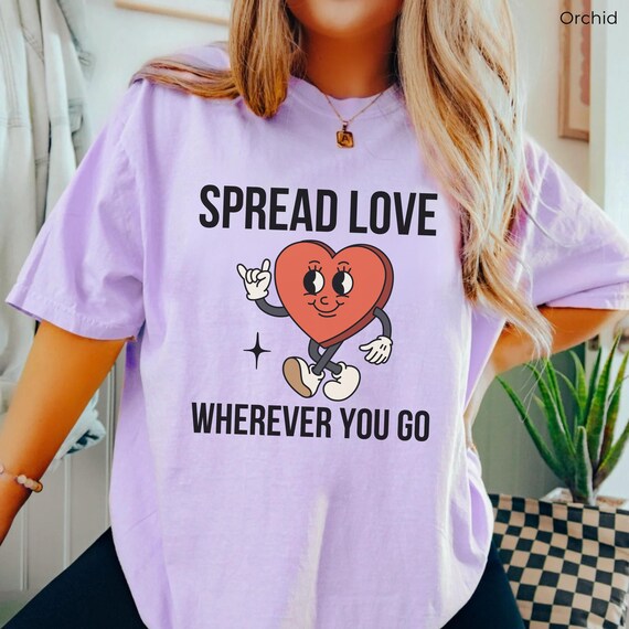 Spread Love Shirt, Retro Heart Shirt, Retro Cartoon Shirt, Groovy