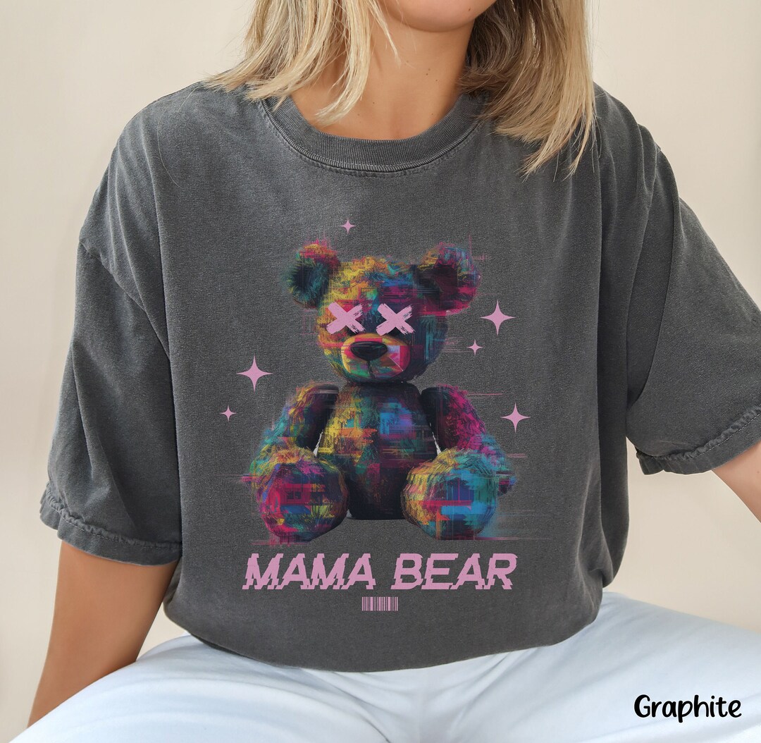 Mama Bear Comfort Colors Shirt, Trippy Mom Shirt, Teddy Bear Shirt