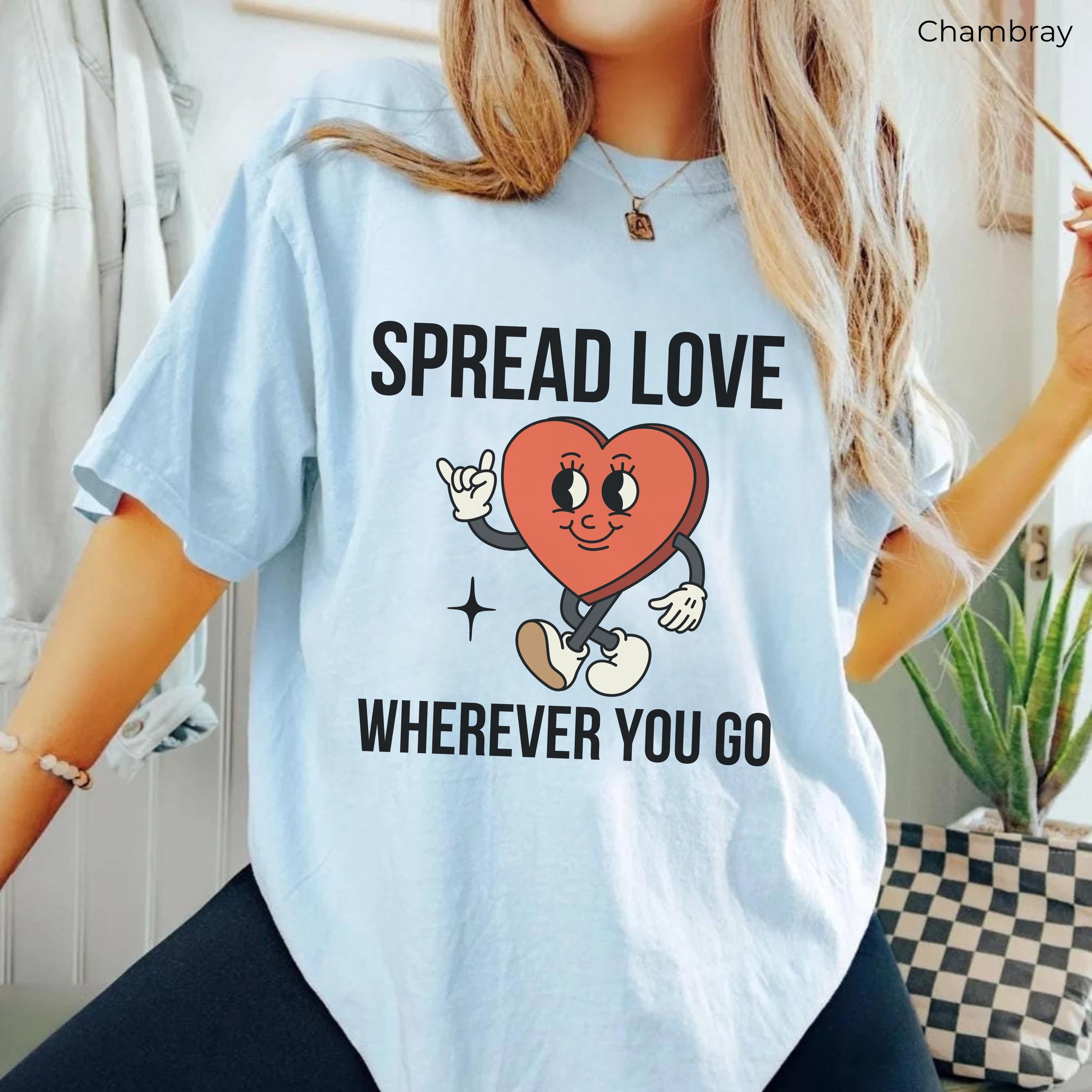Spread Love Shirt, Retro Heart Shirt, Retro Cartoon Shirt, Groovy