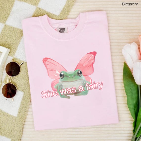 Fairy Frog Shirt, She Was A Fairy Shirt, Weird Shirt, Whimsical Frog Shirt, Aesthetic Fairy Shirt, Y2K Girl Shirt, Funny Gift For Her