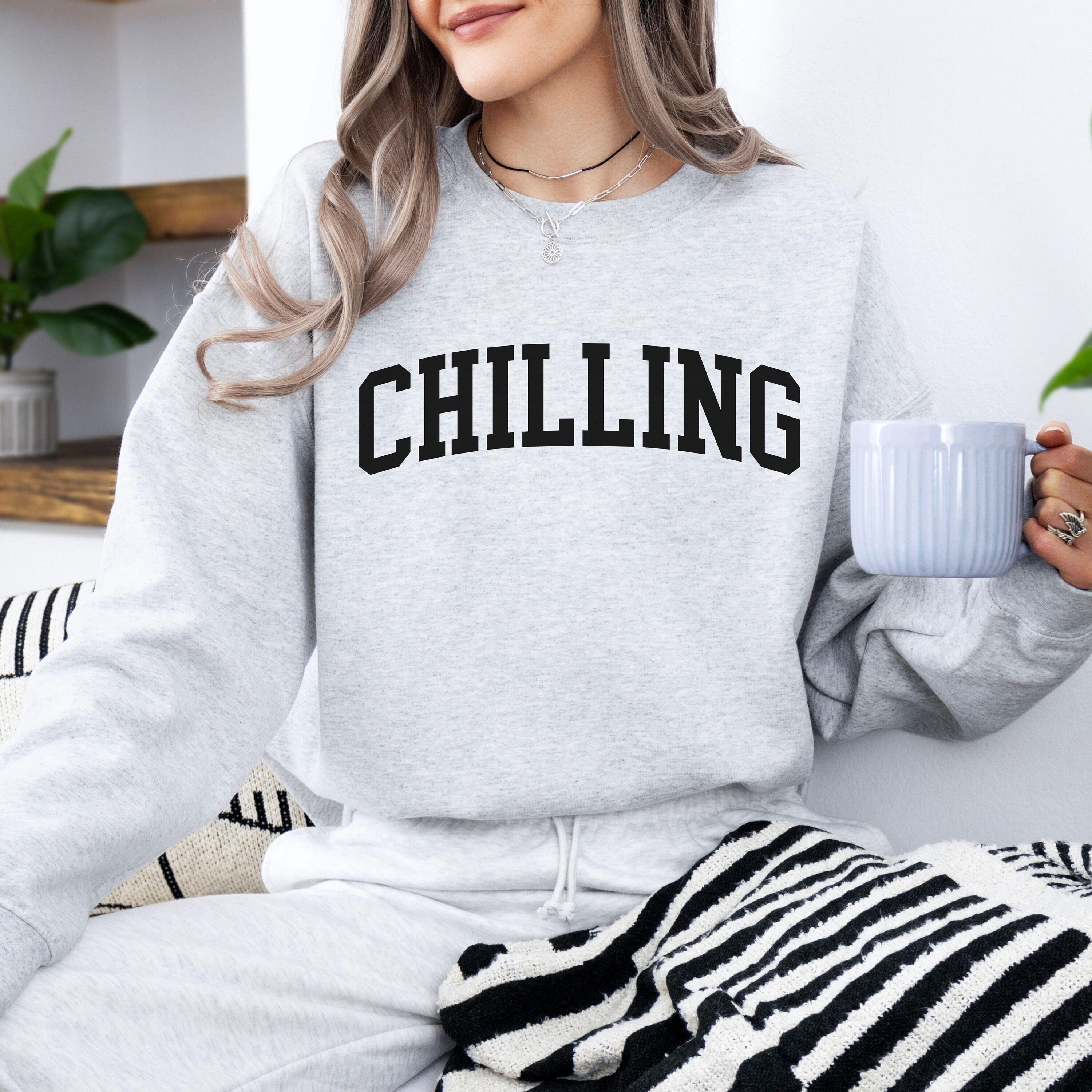 Chilling Sweatshirt, Chill Crewneck, Varsity Sweatshirt, Funny 