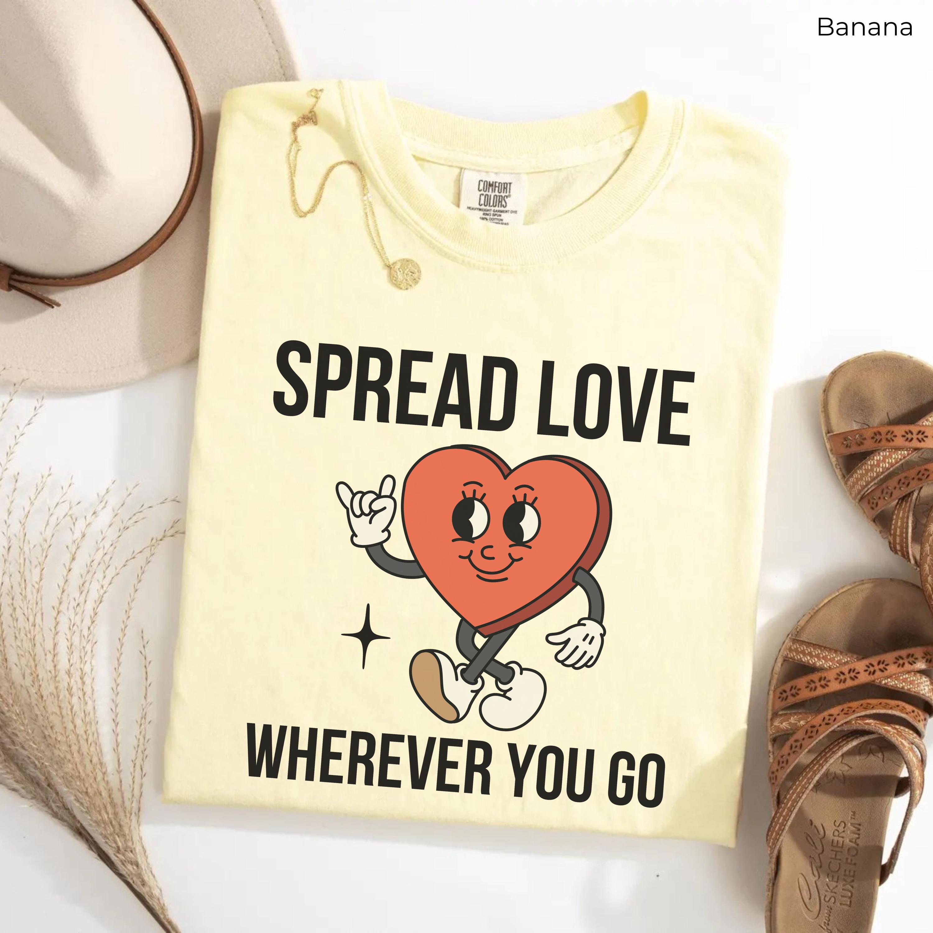 Spread Love Shirt, Retro Heart Shirt, Retro Cartoon Shirt, Groovy