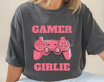 Gamer Girlie Comfort Colors Shirt, Gamer Girl Gift, Video Game Lover, Gift for Her, Grunge Gamer Girl Shirt, Pink Game Controller Shirt