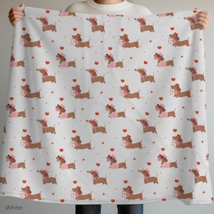 Dackel Valentine Decke, Dackel-Liebhaber-Geschenk, Hundemama-Geschenk, Valentinsgeschenk für Hundemama, Dackel-Dekor, Hundeliebhaber-Decke