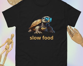 Men's classic tee, Slow turtle t shirt, nice t shirt, joke t shirt , slow food t shirt.