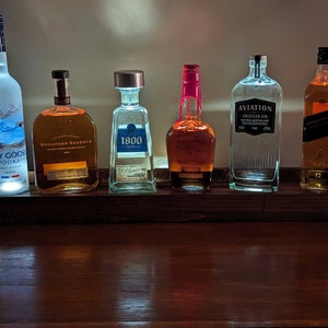 LED Wood Liquor Shelf - Liquor Bottle Display - LED Shelf - Cedar - Bar Shelf - Bottle Shelf - Minimalist - Gift for him