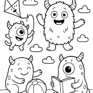 Monster Coloring Page for Kids - Instant Download Printable PDF monster coloring page kids monster activity printable