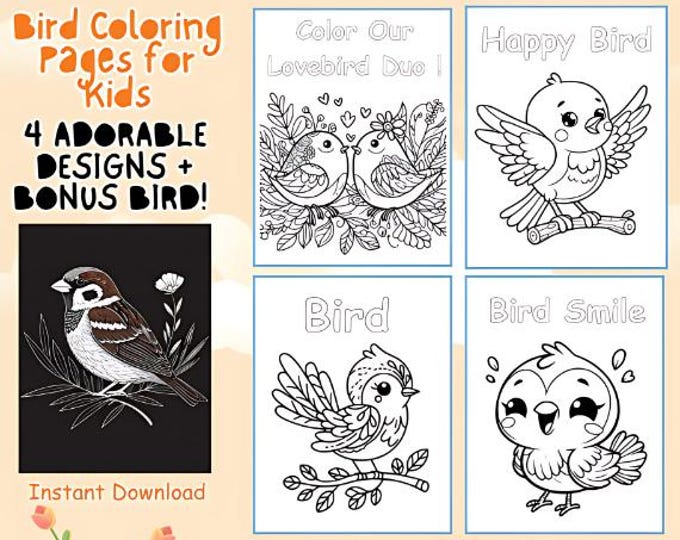 Bird Coloring Book for Adults: Stress Relief & Relaxation (digital ...