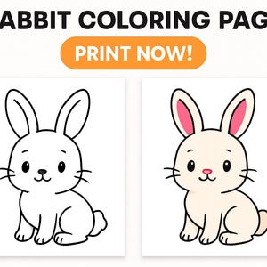 rabbit coloring page, bunny coloring page, kids coloring, printable coloring, digital download, instant download, coloring book, animal Prek