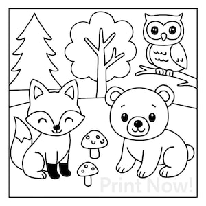 Forest Animals Coloring Page | Printable Woodland Creatures PDF forest animals coloring, woodland creatures, nature coloring page