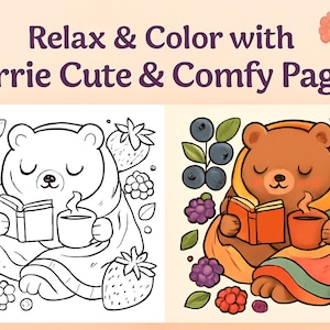 coloring page, printable art, cute coloring, comfy coloring, berry art, instant download, digital coloring, kids coloring, adult coloring