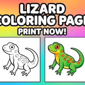 Lizard coloring page, Printable coloring, Kids coloring sheet, Digital download, Instant download, Animal coloring page, Reptile coloring