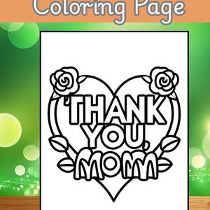Thank You Mom Coloring Page, Mother&#39;s Day Quotes, Inspirational Funny Gift
