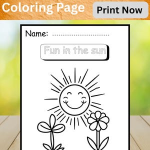 Summer Activities Coloring Page, Kids Printable Screen-Free Download, Fun in the Sun