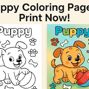 Puppy Playtime Coloring Pages - Printable PDF for Kids - Cute Dog Coloring Book kids puppy activity, printable coloring pages, pet