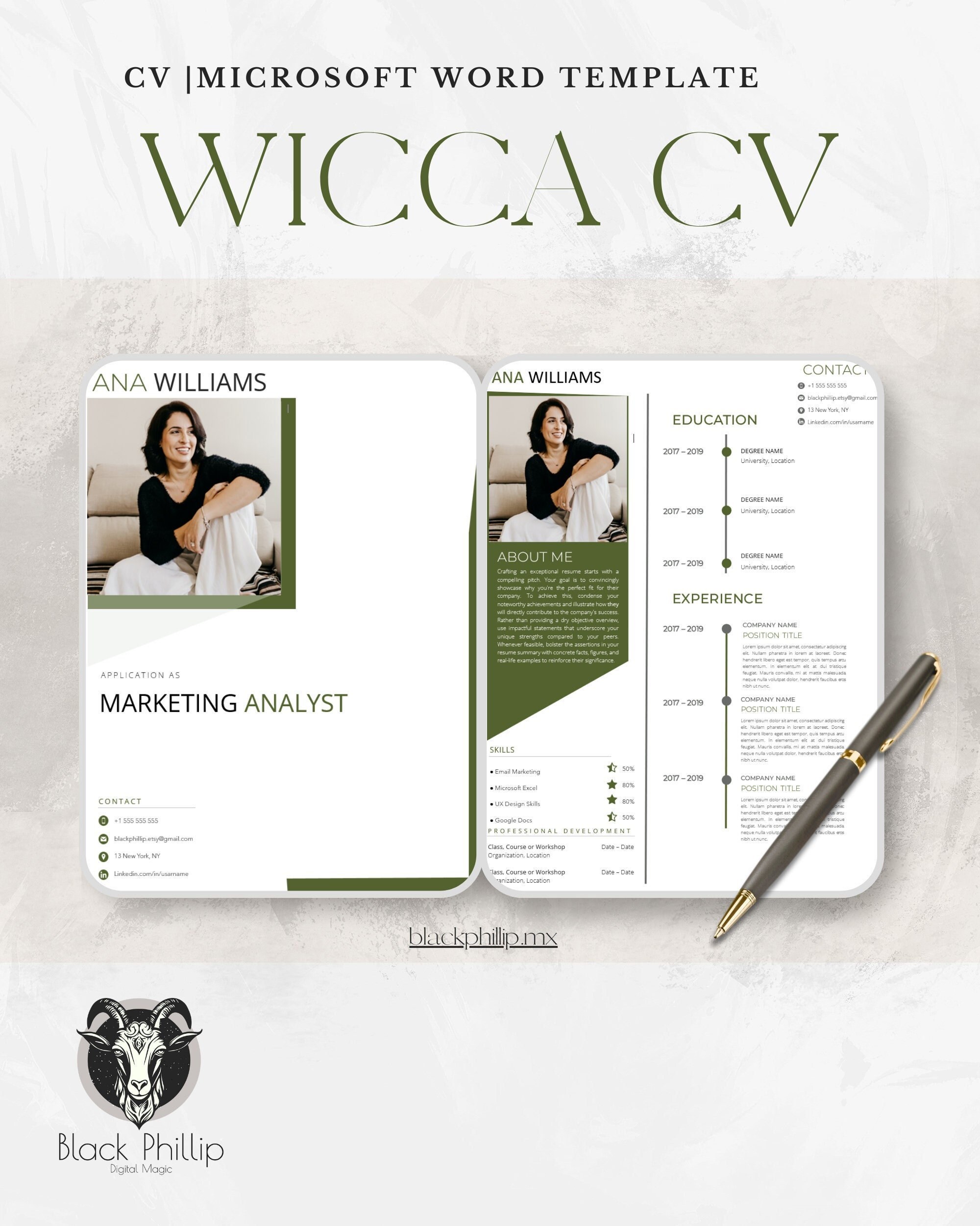 Pofessional CV Template for MS Word, Pages & Google Docs - Etsy