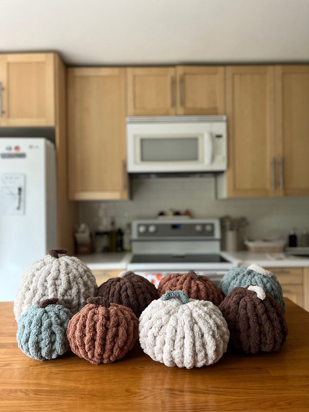 Chunky Knit Pumpkin Pillows Decor Fall Autumn Chunky Yarn Etsy