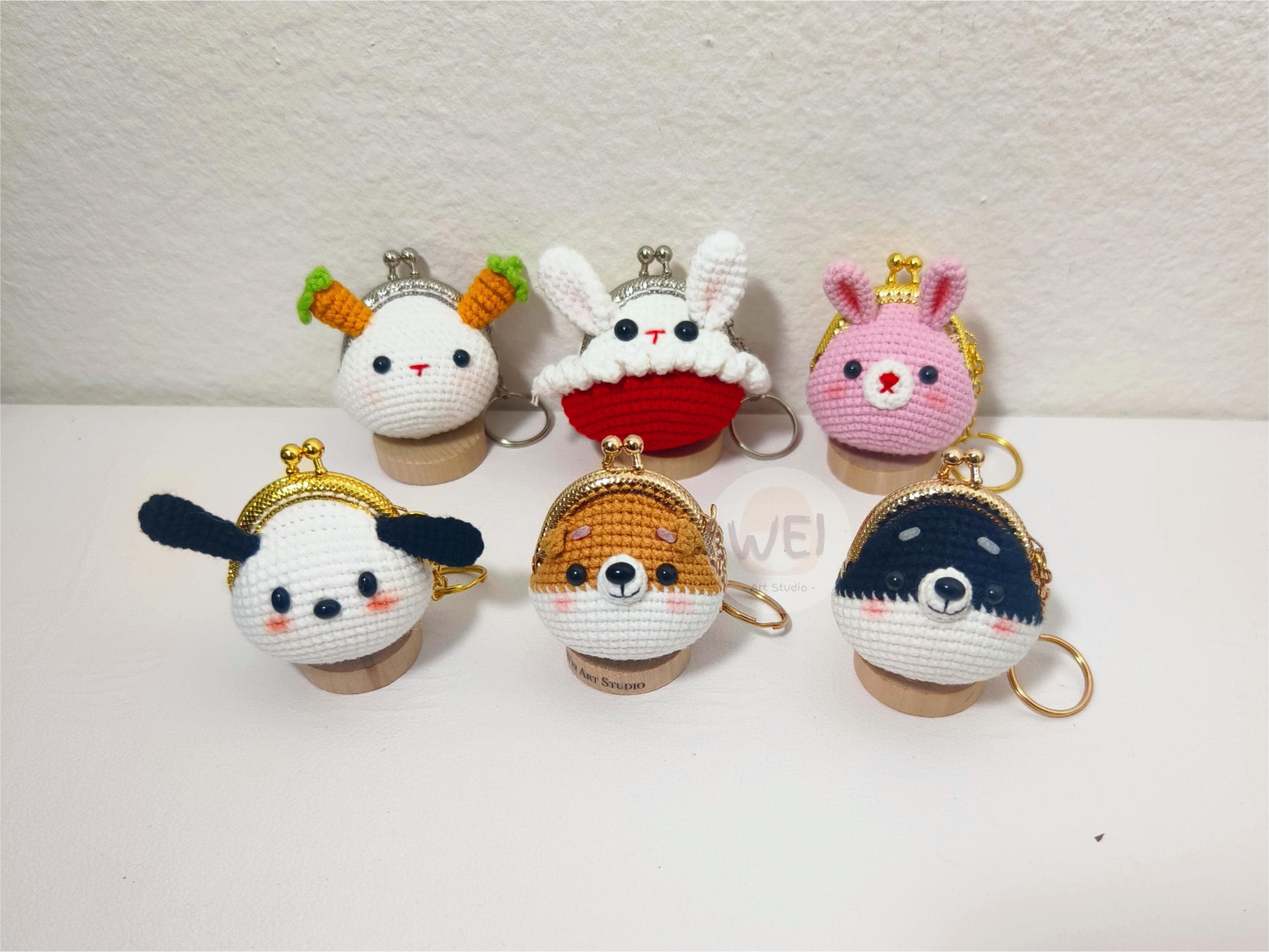 Crochet Kisslock ANIMAL Coin Purse Keychain, KISS LOCK Pouch