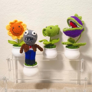 Crochet ZOMBIES in Pot, CHOMPER/Sunflower/Pea Shooter Potted Plant, Home Decor,  Smile Sunflower, Table decor, Gift for Him/Her