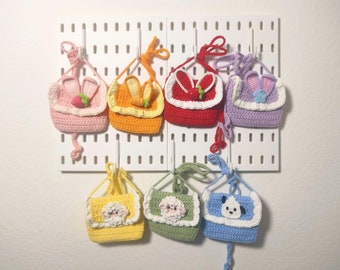 Crochet RABBIT EARS/Bunny/Animal Wallet Coin Purse, Crossbody purse, Mini shoulder crochet pouch, sheep/dog purse, bag for All Age
