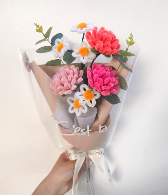 Pipe cleaner CARNATION flower, Mother's Day Gift for Mother, Forever flower from pipe cleaner, Everlasting flower, Gift for teacher, Bouquet