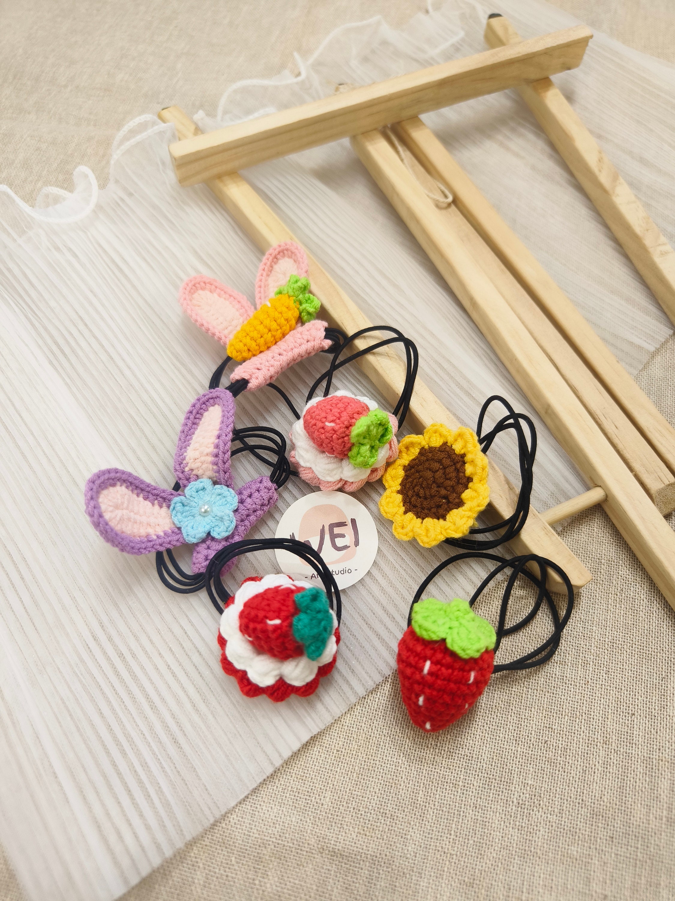 Strawberry Hair Tie,fruit Tart/sunflower/easter Rabbit Hairtie