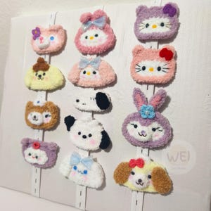 Gehäkelte Plüsch Tier Haarspange Kaninchen/Hund/Katze/Kitty/Zimt Hund/Rosa Kaninchen, Cartoon Plüschtier Haarspange, Geschenk für Sie