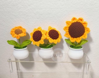 手作りかぎ針編み鉢植え：カラフルなあみぐるみの花セット - Etsy 日本