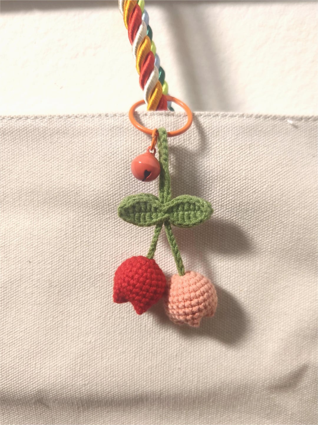 Crochet TULIP Keychain, Handmade Tulips Pendant, Knitted Bag