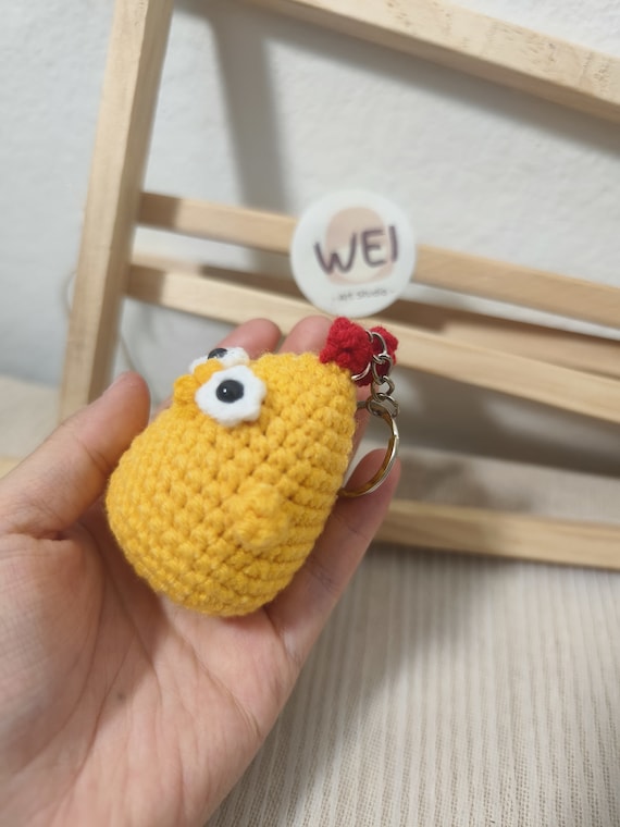 かぎ針編みのひよこキーホルダー、ひよこぬいぐるみペンダント、手作り