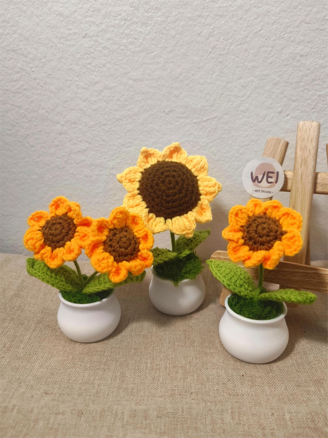 Crochet SUNFLOWER in Pot, Crochet Flower Potted Plants, Home Decor