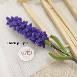 Pipe cleaner flower,LAVENDER, Forever flowers from pipe cleaners,everlasting flower,gift,bouquet,floral arrangements,great home decor Single Dark Purple