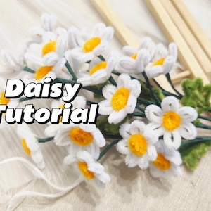 Tutorial na rurki czyszczące DAISY, kwiaty wieczne, ręcznie robione stokrotki, samouczek wideo, zrób to sam, kwiaty z rurek czyszczących, prezent dla niej, pomysłowe dzieło