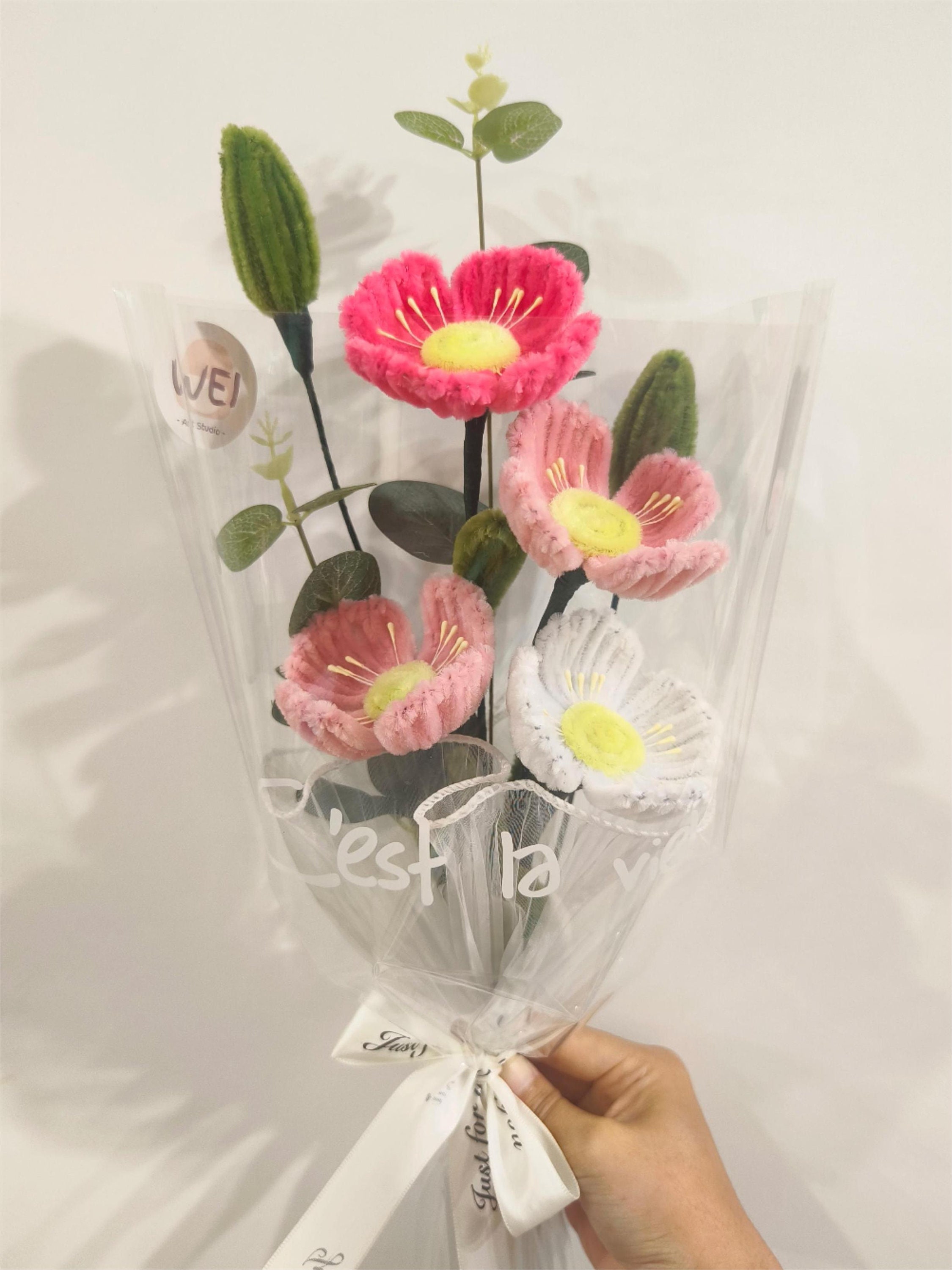 Kit De Création De Fleurs En Chenille (400 Pièces) - Fils Colorés, Papier Fleur, étamines, Ruban, Pour Bouquets DIY - 12