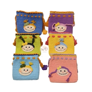 XL gehäkelte Geldbörse, MÄDCHEN Beutel, Exclusive Edition, Kartenhalter, gehäkelte BABY Mädchen Tasche, gehäkelte Kordeltasche, Schlüsseltasche, Lippenstift Tasche