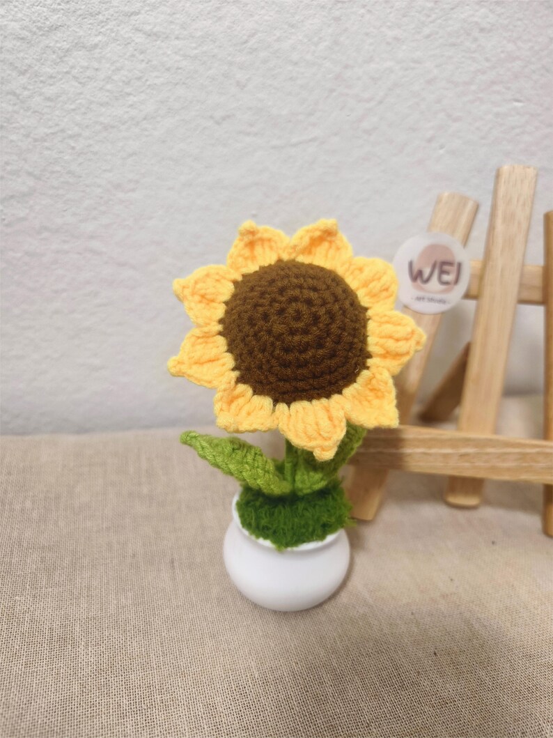 Crochet SUNFLOWER in Pot, Crochet Flower Potted Plants, Home Decor