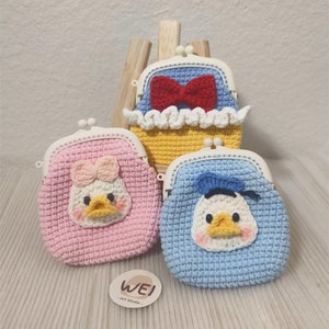 Crochet ANIMAL/Cartoon Coin Purse Keychain, KISS Lock crochet purse, Amigurumi bag,gift for her, Bear/Dog/Cat/Tiger/Rabbit/Duck/Ball pouch