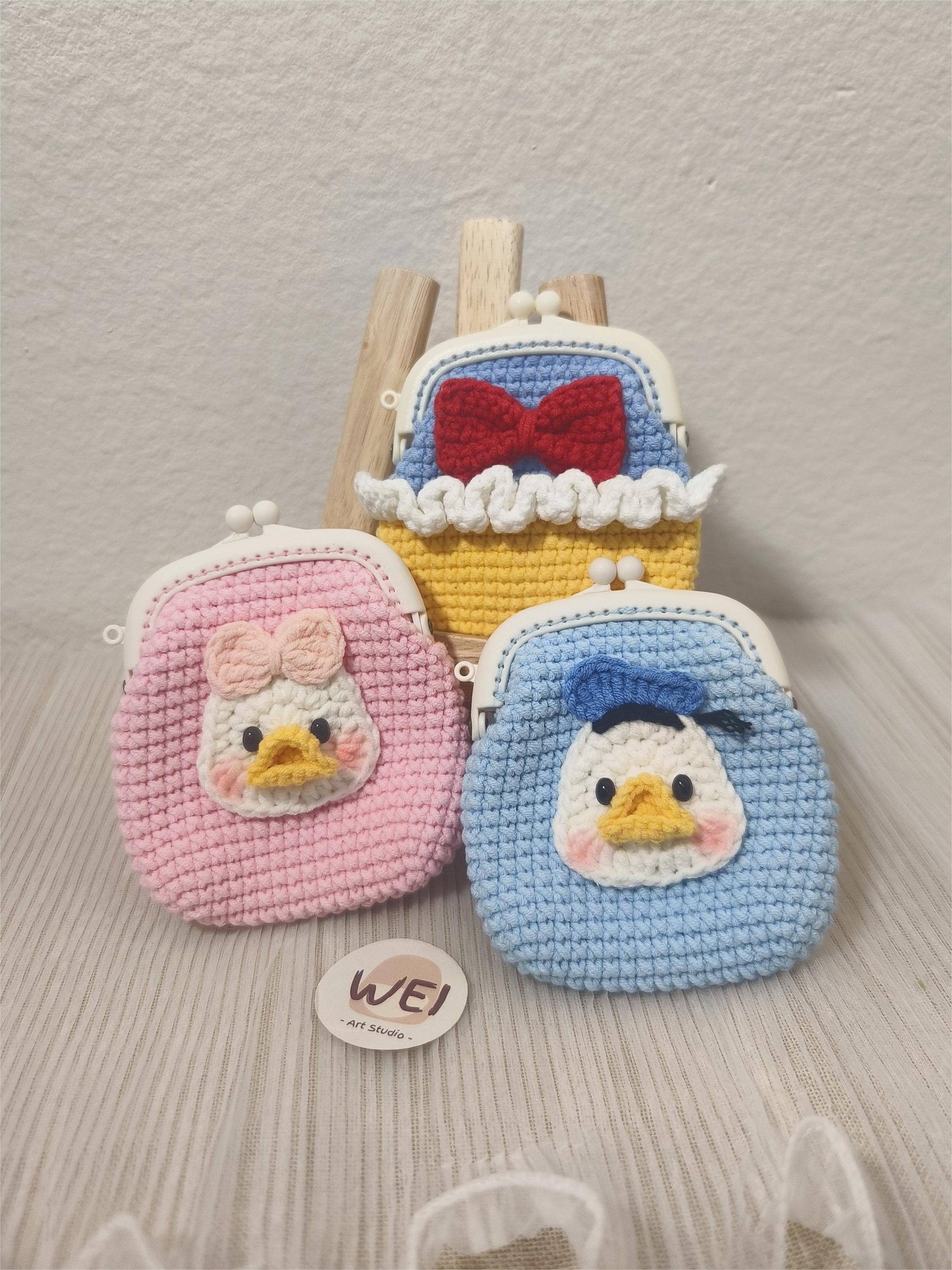 Crochet Animal/cartoon Coin Purse Keychain, KISS Lock Crochet