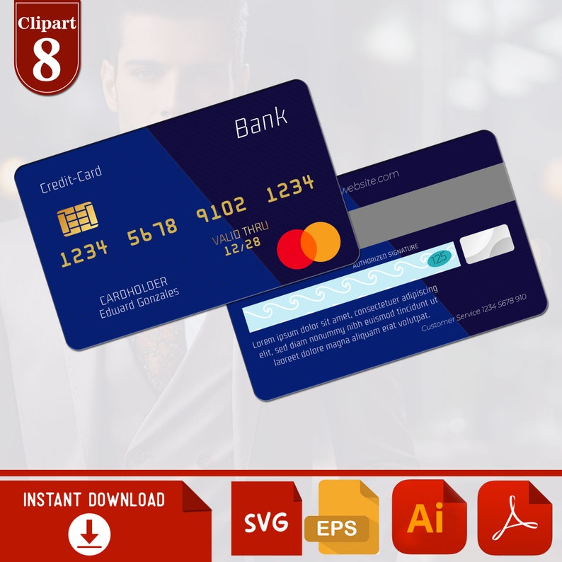 Customize your credit card template vector payment card etsy